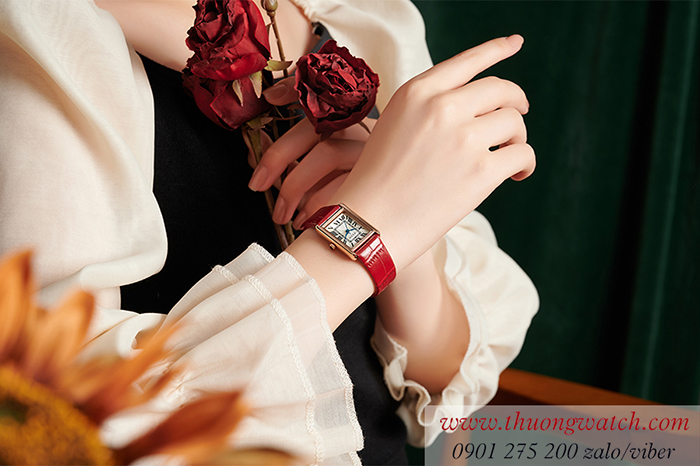Đồng hồ nữ Julius JA 1333B dây da mặt chữ nhật đỏ quyến rũ ĐHĐ41101