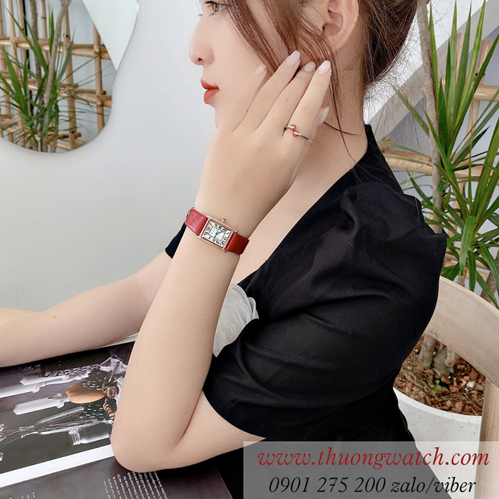 Đồng hồ nữ Julius JA 1333B dây da mặt chữ nhật đỏ quyến rũ ĐHĐ41101