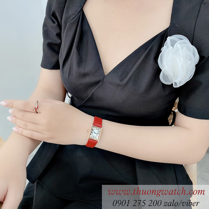 Đồng hồ nữ Julius JA 1333B dây da mặt chữ nhật đỏ quyến rũ ĐHĐ41101