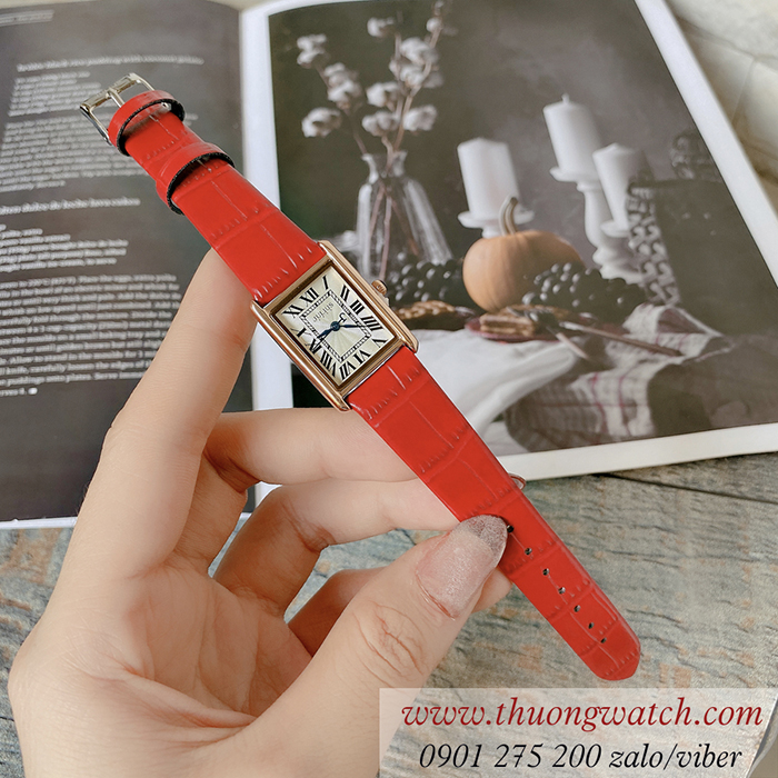 Đồng hồ nữ Julius JA 1333B dây da mặt chữ nhật đỏ quyến rũ ĐHĐ41101