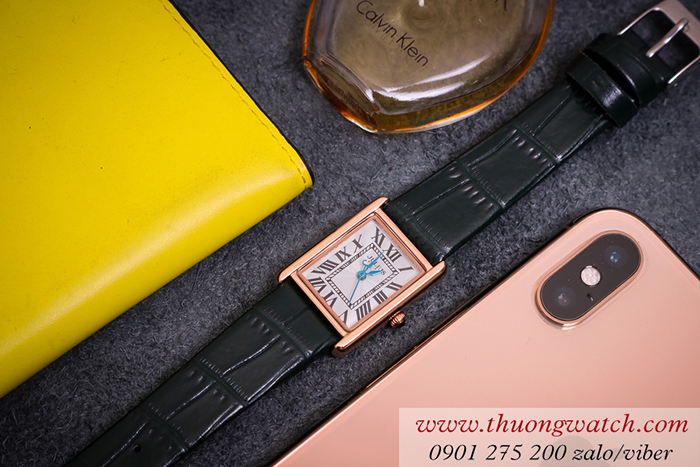 Đồng hồ nữ Julius JA 1333D dây da mặt chữ nhật đen cá tính ĐHĐ41102