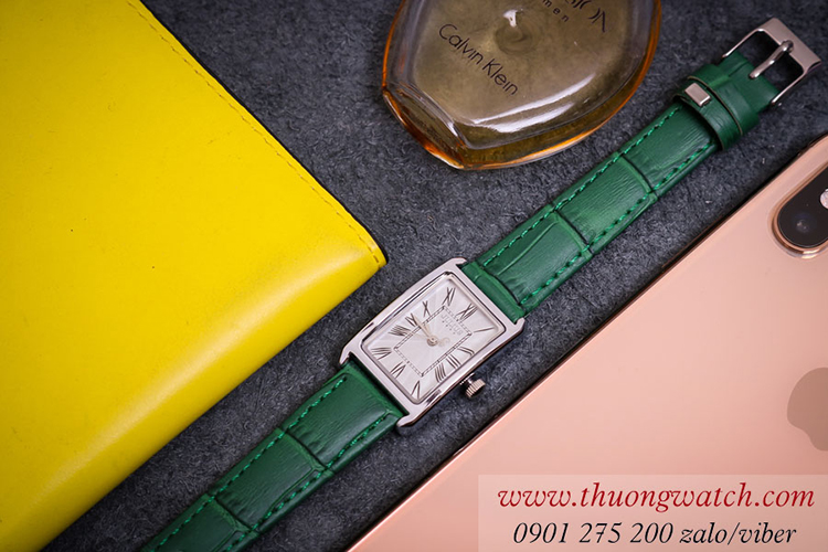 Đồng hồ nữ Julius JA 1338B dây da mặt chữ nhật size nhỏ xanh lục sành điệu ĐHĐ40903