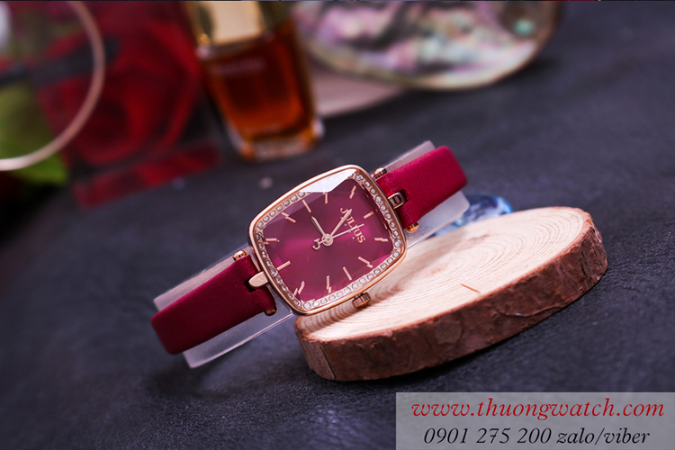 Đồng hồ nữ Julius JA 1341C dây da mặt chữ nhật đỏ quyến rũ ĐHĐ40401