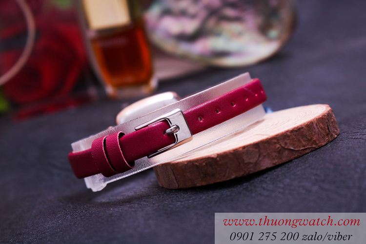 Đồng hồ nữ Julius JA 1341C dây da mặt chữ nhật đỏ quyến rũ ĐHĐ40401