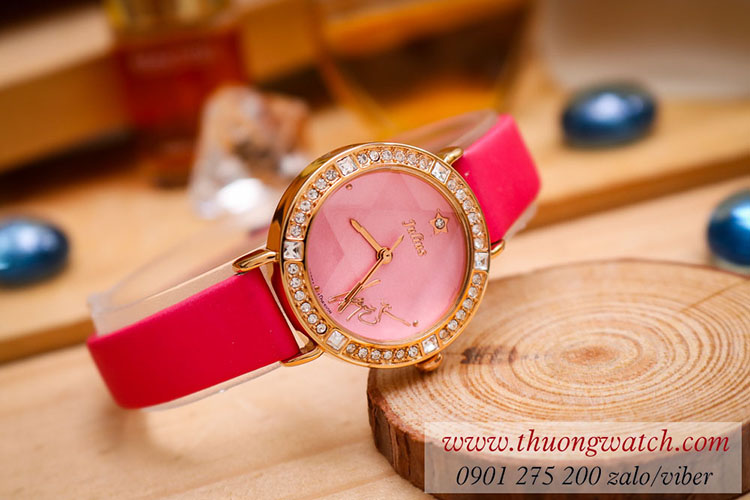 Đồng hồ nữ Julius JA 823D dây da mặt tròn hồng dịu dàng ĐHĐ40803