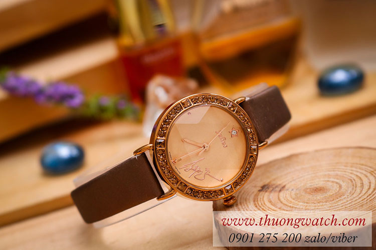 Đồng hồ nữ Julius JA 823E dây da mặt tròn nâu cổ điển ĐHĐ40804