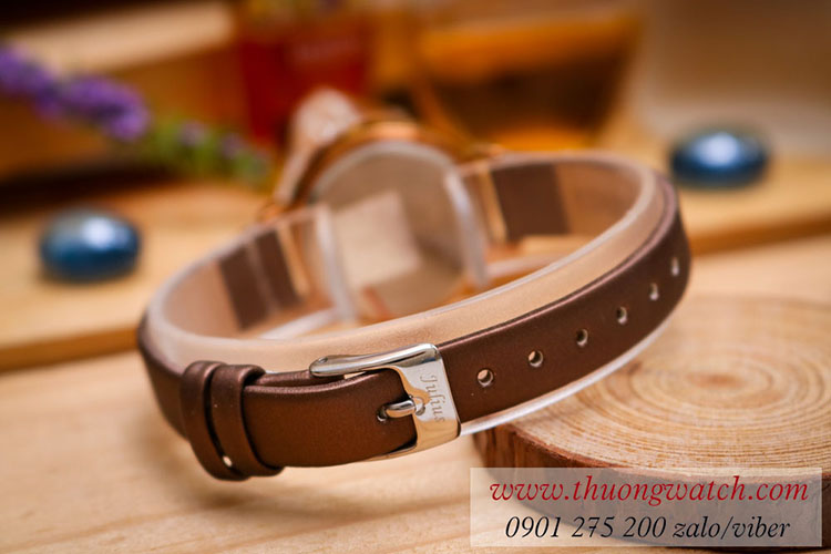 Đồng hồ nữ Julius JA 823E dây da mặt tròn nâu cổ điển ĐHĐ40804