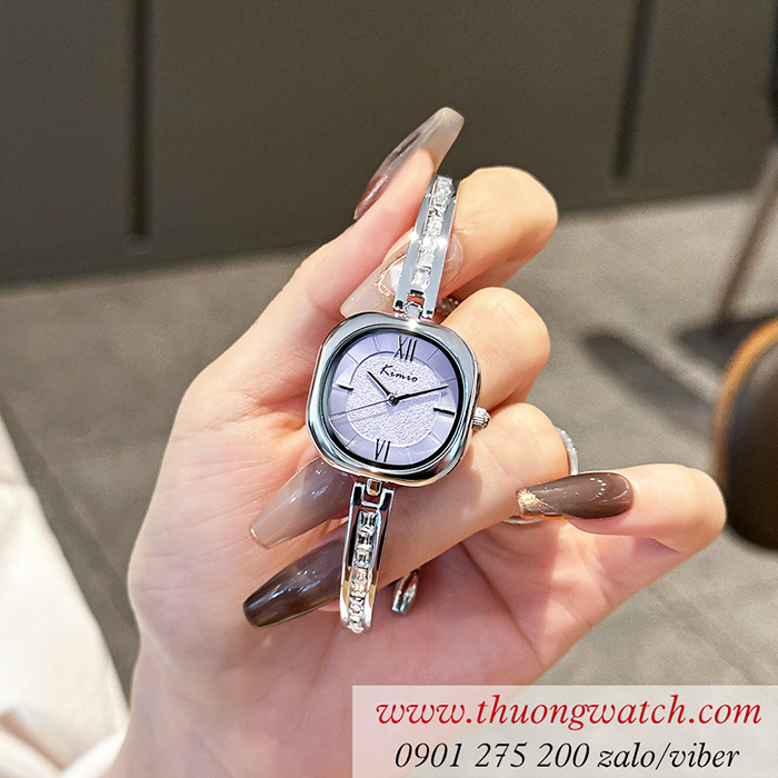 Đồng hồ nữ Kimio kiểu lắc tay dây kim loại mặt vuông tím sành điệu ĐHĐ45801