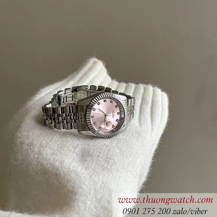 Đồng hồ nữ Scottie dây kim loại mặt tròn hồng pastel ĐHĐ46903