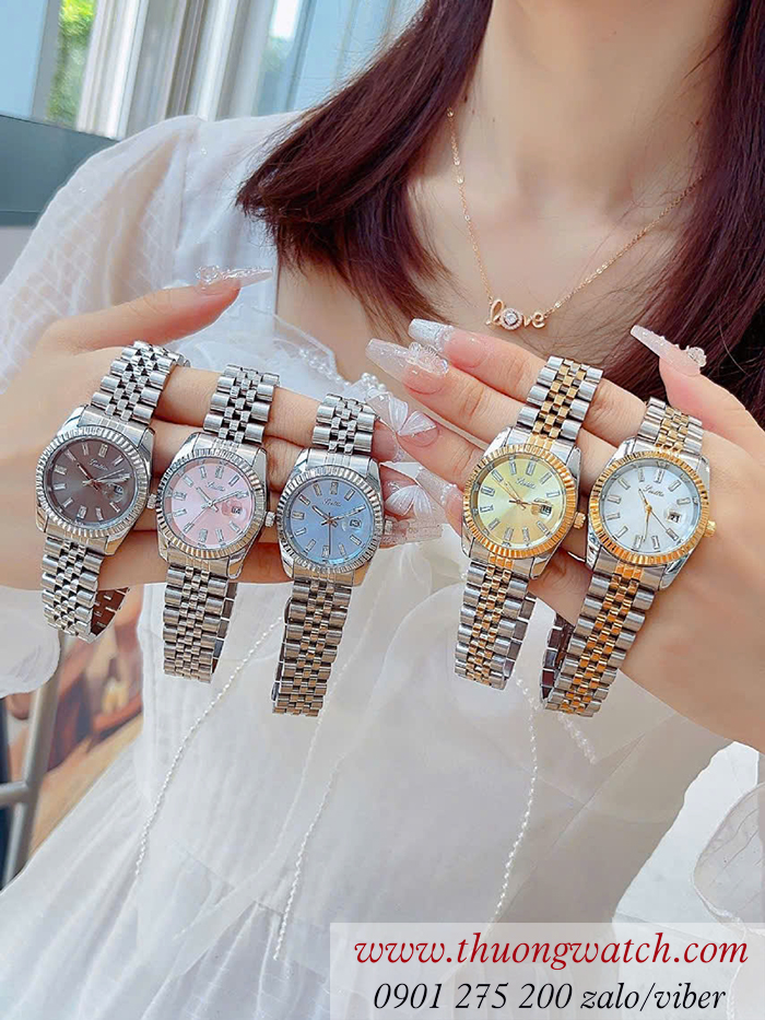 Đồng hồ nữ Scottie dây kim loại mặt tròn hồng pastel ĐHĐ48301 Đồng hồ nữ Scottie dây kim loại mặt tròn hồng pastel ĐHĐ48301