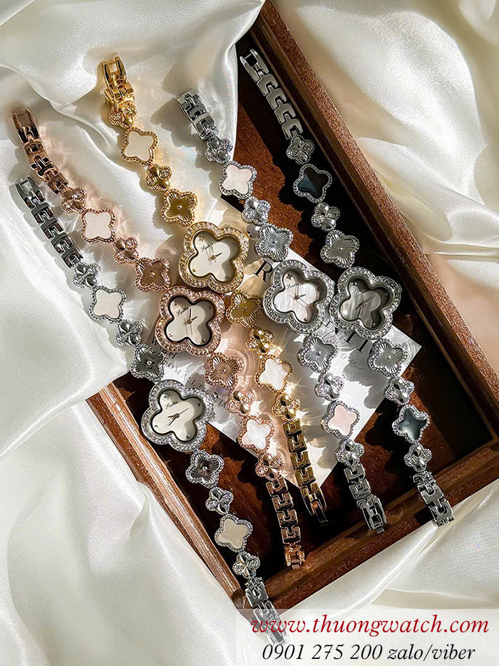 Đồng hồ nữ cỏ bốn lá dây kim loại mặt nhỏ ĐHĐ48401