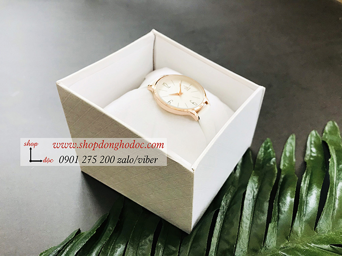 Đồng hồ Shengke SK nữ dây da mặt tròn trắng sang chảnh ĐHĐ19403