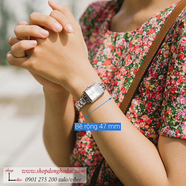 Đồng hồ nữ mặt nhỏ Skmei dây kim loại mặt vuông bạc hiện đại ĐHĐ25501