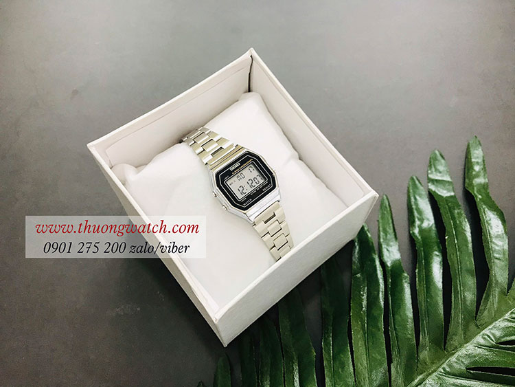 Đồng hồ nữ điện tử Skmei dây kim loại mặt vuông bạc hiện đại ĐHĐ25701
