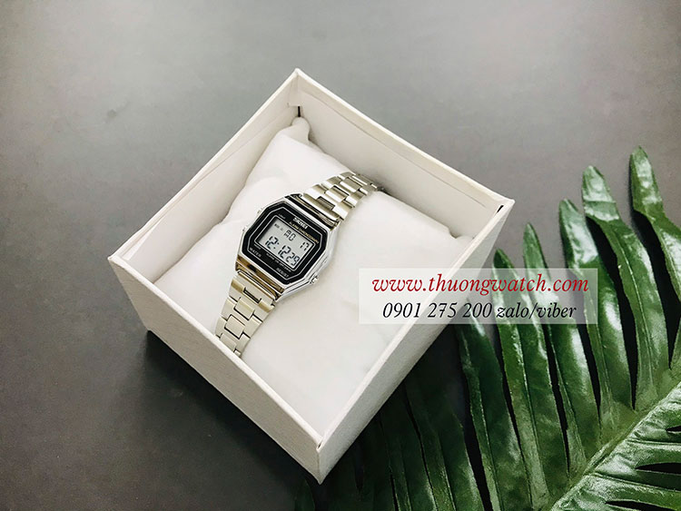 Đồng hồ nữ điện tử Skmei dây kim loại mặt vuông bạc hiện đại ĐHĐ25701