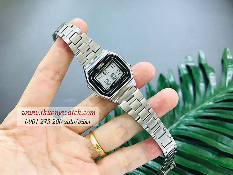 Đồng hồ nữ điện tử Skmei dây kim loại mặt vuông bạc hiện đại ĐHĐ25701