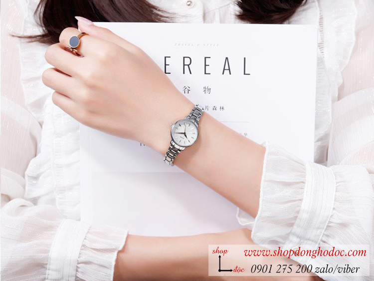 Đồng hồ nữ size nhỏ Skmei dây kim loại mặt tròn bạc thanh lịch ĐHĐ26101 Đồng hồ nữ size nhỏ Skmei dây kim loại mặt tròn bạc thanh lịch ĐHĐ26101