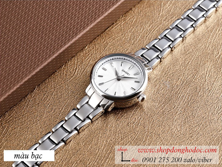 Đồng hồ nữ size nhỏ Skmei dây kim loại mặt tròn bạc thanh lịch ĐHĐ26101 Đồng hồ nữ size nhỏ Skmei dây kim loại mặt tròn bạc thanh lịch ĐHĐ26101