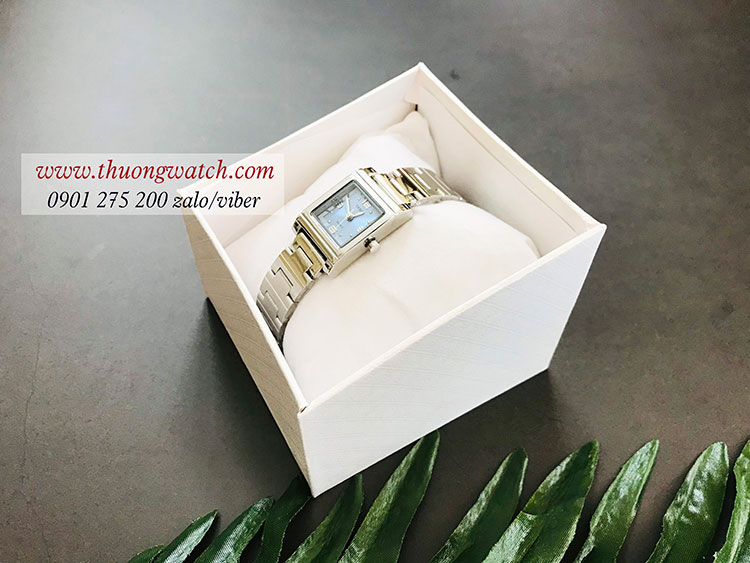 Đồng hồ nữ Skmei dây kim loại bạc mặt vuông xanh cá tính ĐHĐ26703